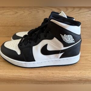 Nike Air Jordan 1 Mid Black and White Sneakers